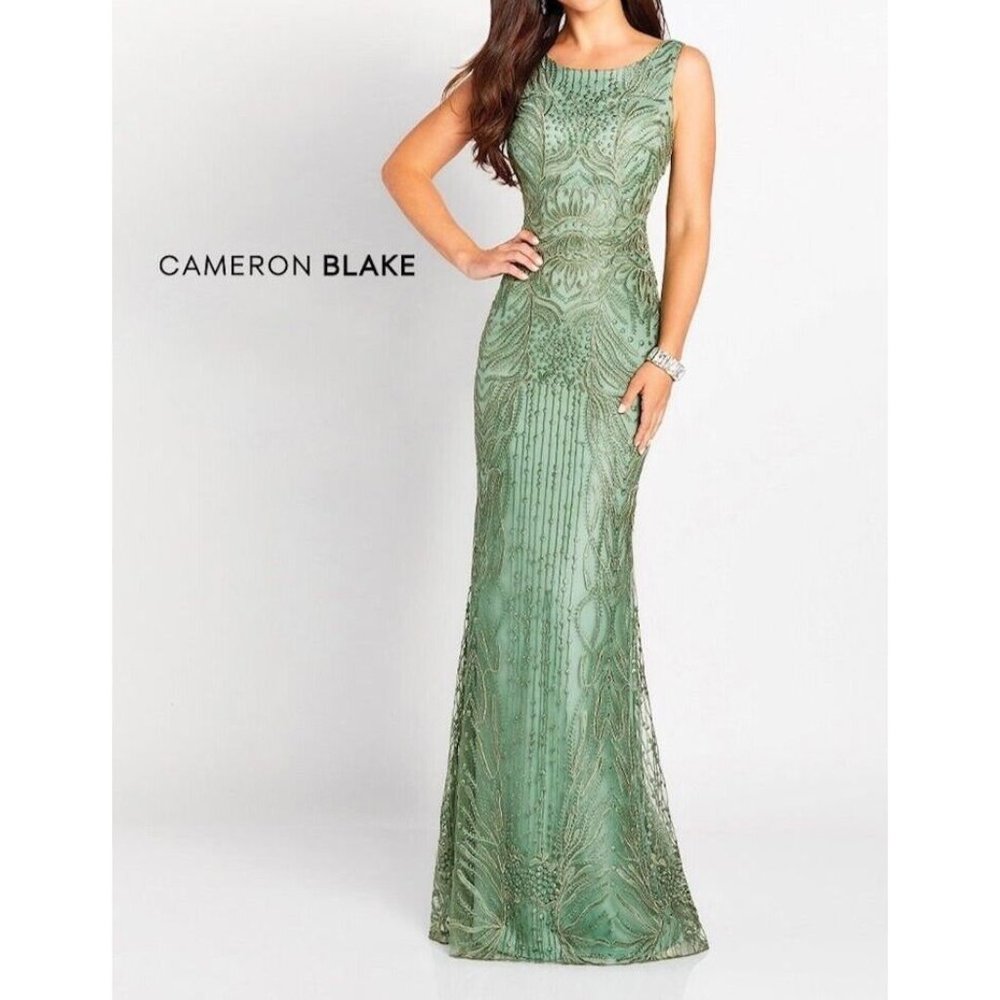 Cameron Blake 119644 Mother of the Bride Evening Dress Sage Sz. 16 (SAMPLE)